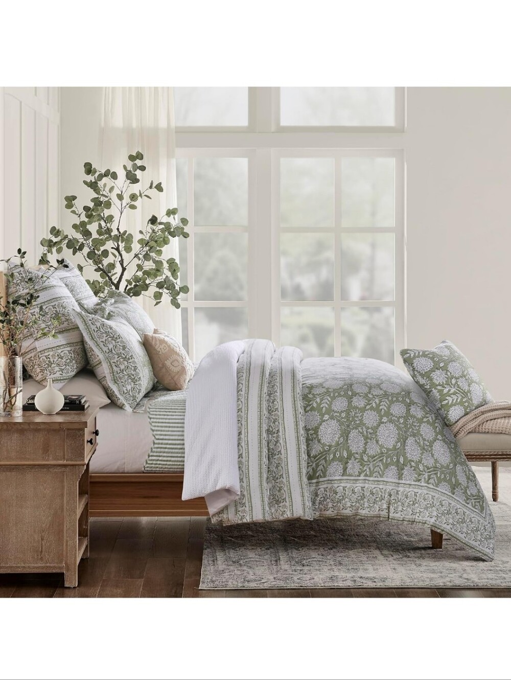 Levtex Home Adare Sage Reversible King Duvet Cover Set (106x94in) with 2 Pillow